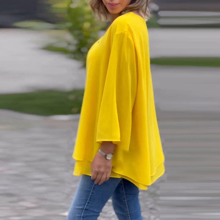 Heidi™ - V-Ausschnitt Fließendes Zipped Top