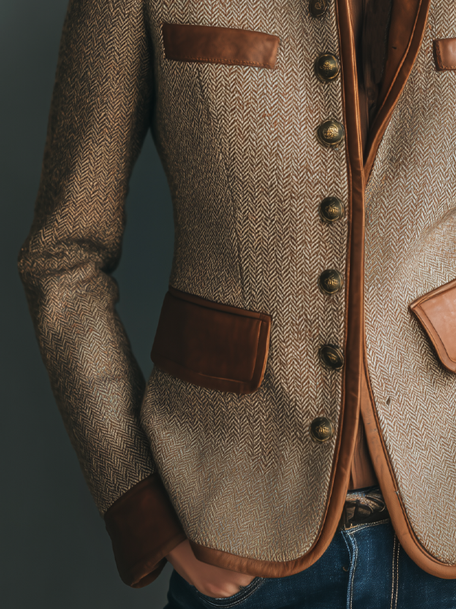 Verena™ - Vintage-Jacke mit Zierbesatz und Taschen