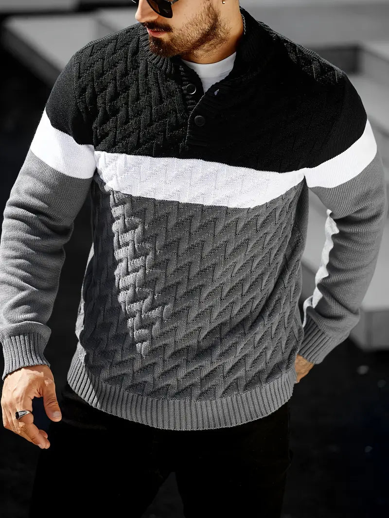 Brit & Boho™️ | Der Atlas Henley Strickpullover