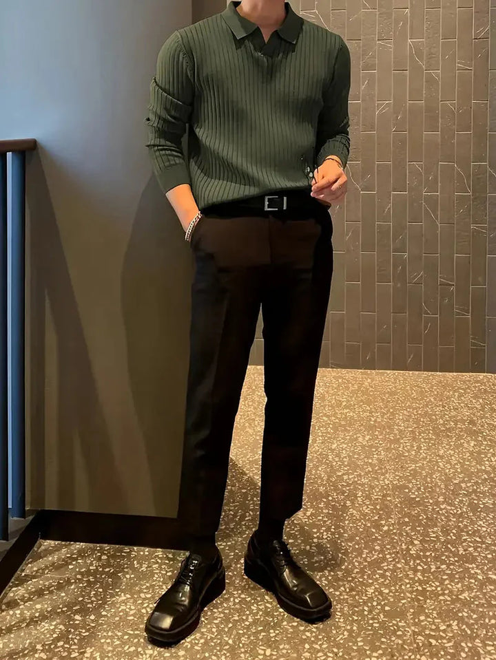 Brit & Boho™️ | Geripptes Strickpullover-Shirt