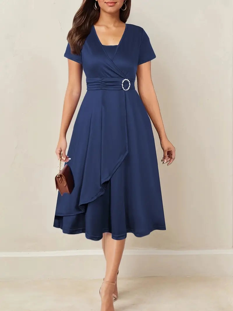Hilda™ - Elegantes Abendkleid mit Strass-V-Ausschnitt