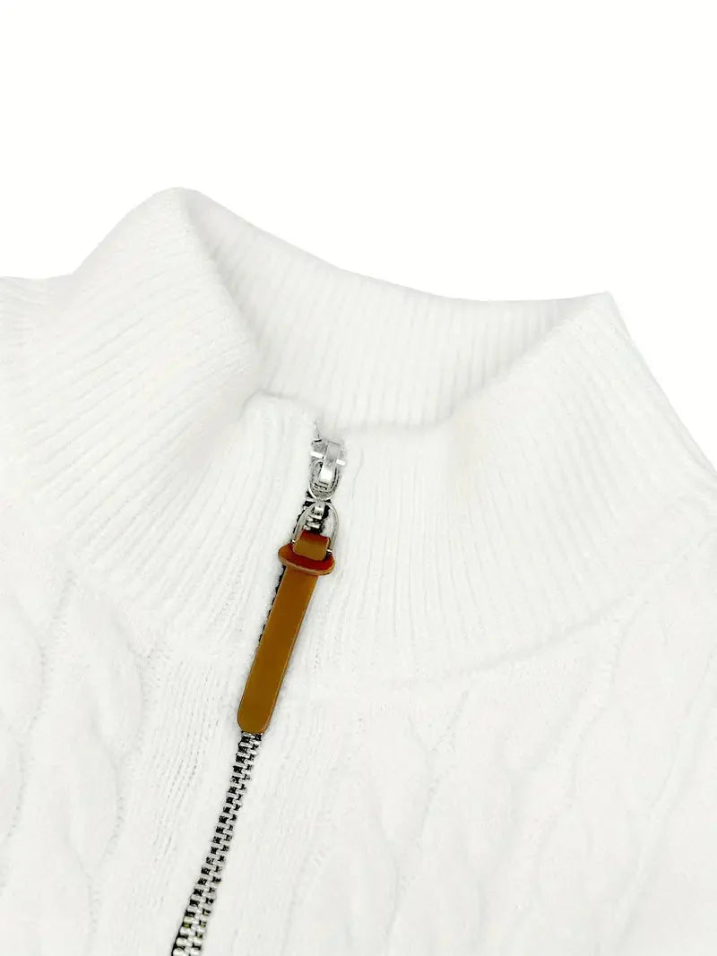 Brit & Boho™️ | Viskose-Mischung Strick Quarter Zip