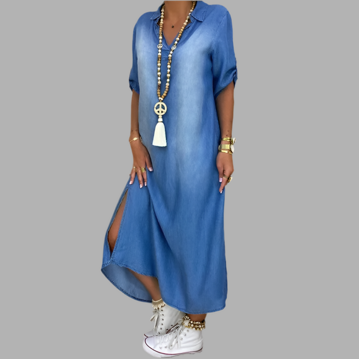 Lea™ - Lässiges langes Denim-Kleid
