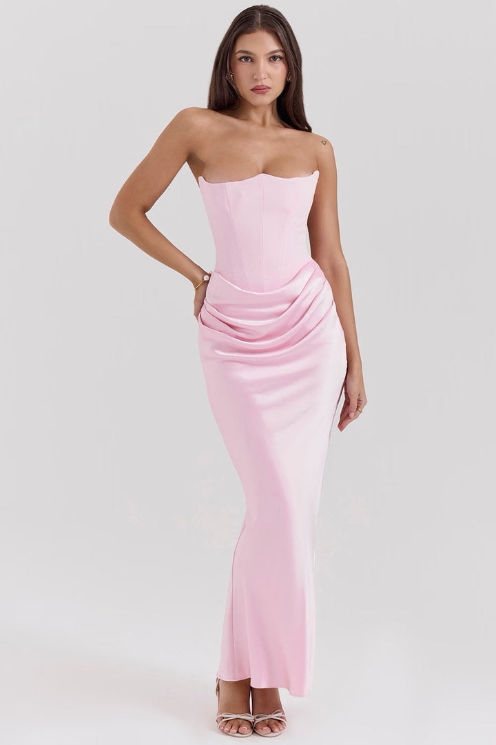 Hera - Elegantes Retro-Einfarbiges Trägerloses Partykleid