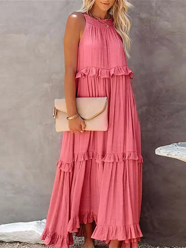 Sarah | Halter Rüsch Maxi Kleid (Fast ausverkauft)