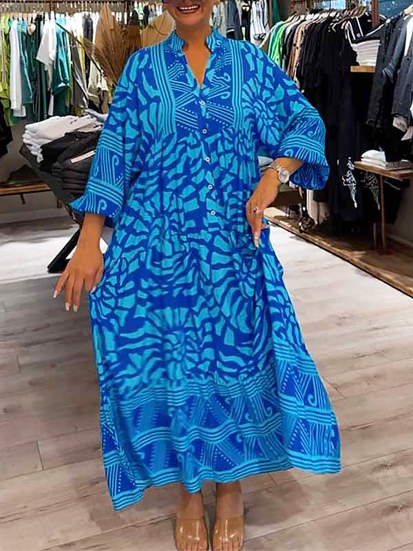 Mira | V-Ausschnitt Gedrucktes Kleid (Fast ausverkauft)