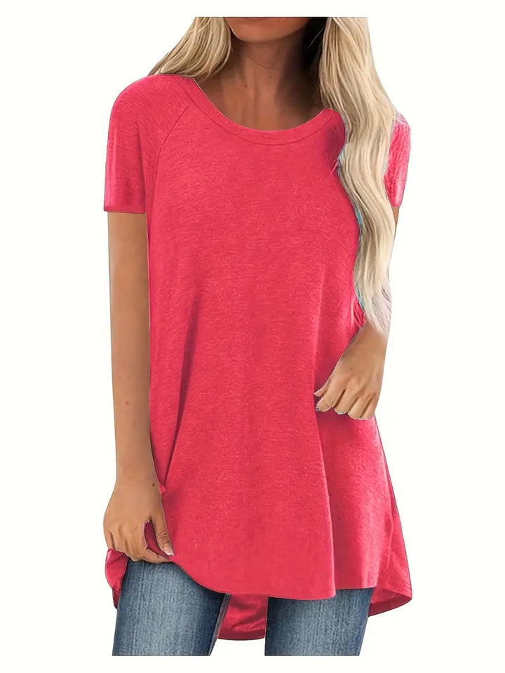 Faye™ - Lässiges Longline Crew Neck T-Shirt