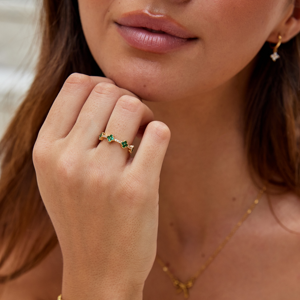 Marisol - Ring aus Kristall in Form eines Kleeblattes