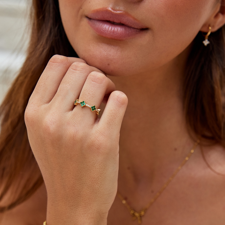 Marisol - Ring aus Kristall in Form eines Kleeblattes