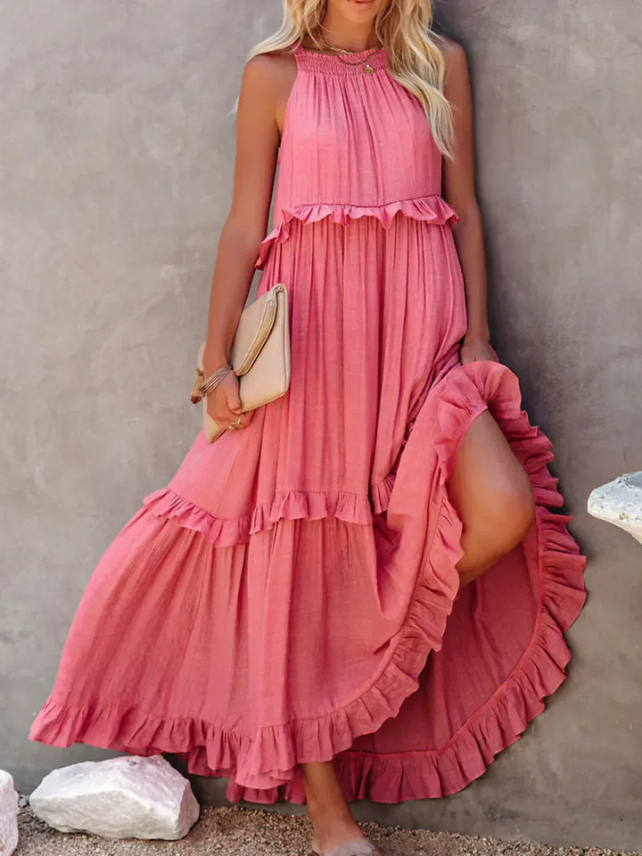 Sarah | Halter Rüsch Maxi Kleid (Fast ausverkauft)