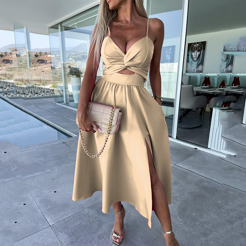 Chloe™ - Kleid mit hohem Schlitz und Spaghetti-Trägern