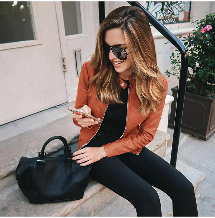 Abigail™ - Elegante Italienische Lederjacke