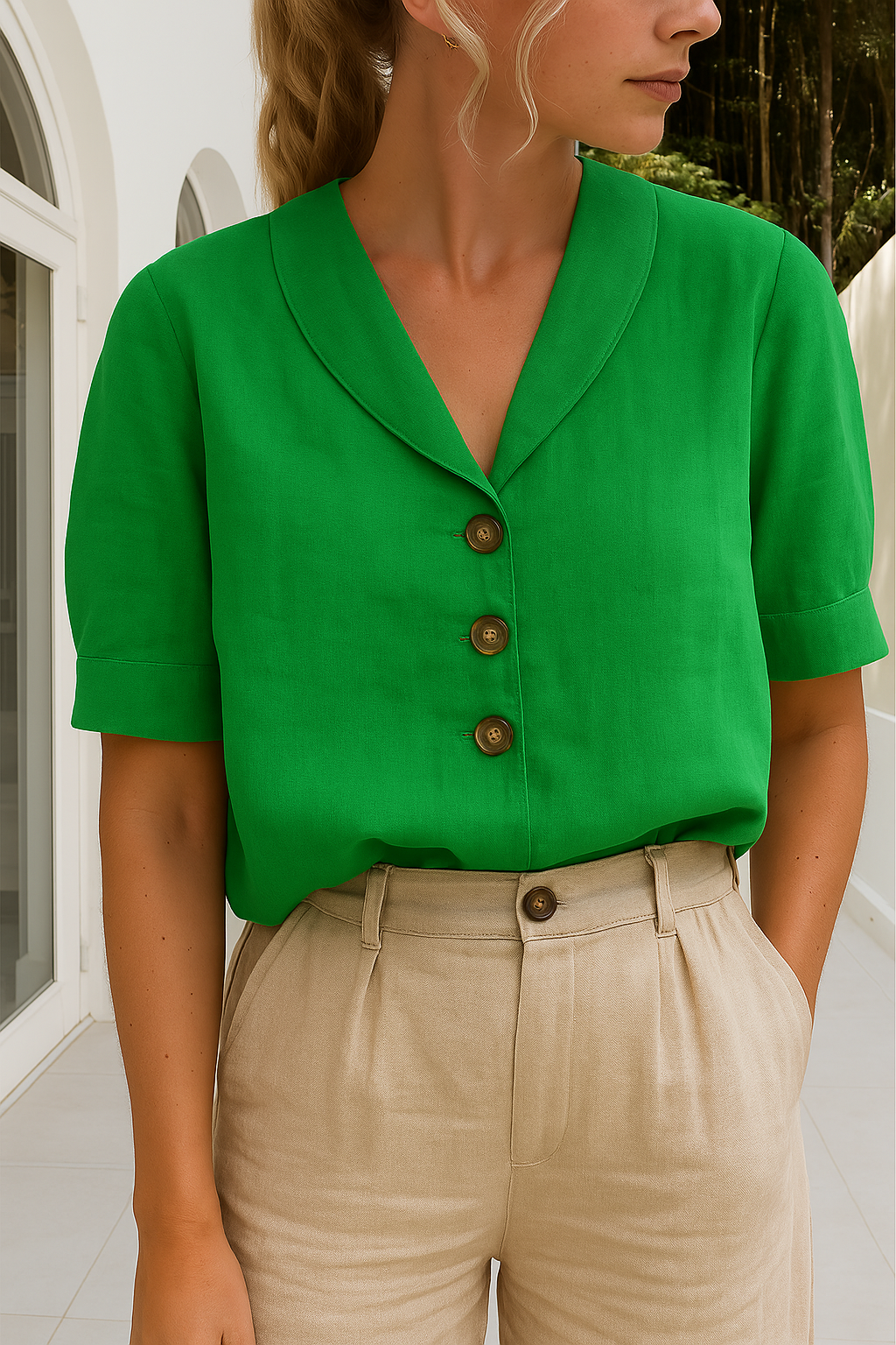 Frida™ – Trendiges Damen-T-Shirt aus Baumwolle und Leinen