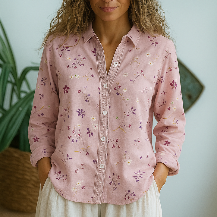 Cara™ - Vintage Blattbluse