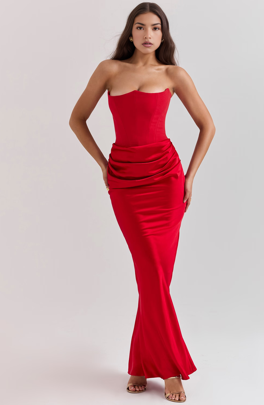 Hera - Elegantes Retro-Einfarbiges Trägerloses Partykleid