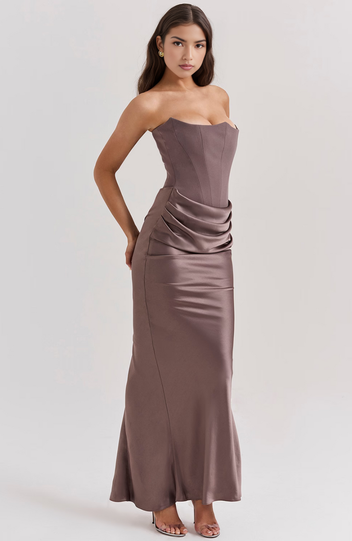 Hera - Elegantes Retro-Einfarbiges Trägerloses Partykleid