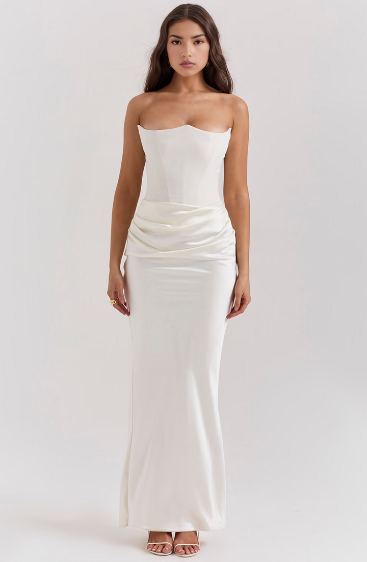 Hera - Elegantes Retro-Einfarbiges Trägerloses Partykleid