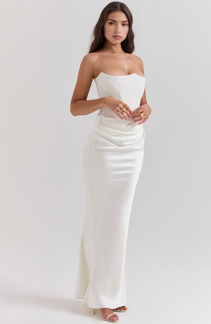 Hera - Elegantes Retro-Einfarbiges Trägerloses Partykleid