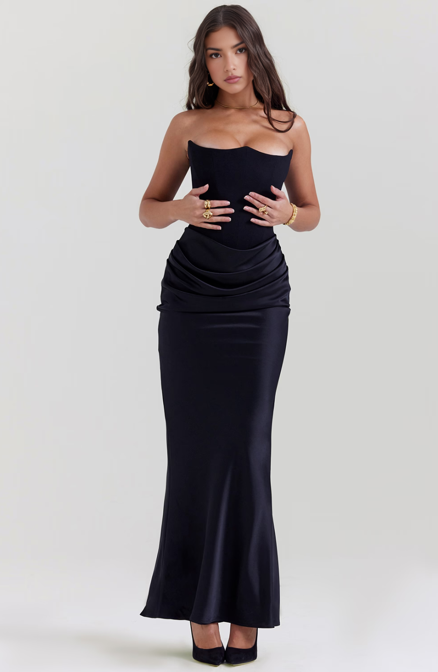 Hera - Elegantes Retro-Einfarbiges Trägerloses Partykleid
