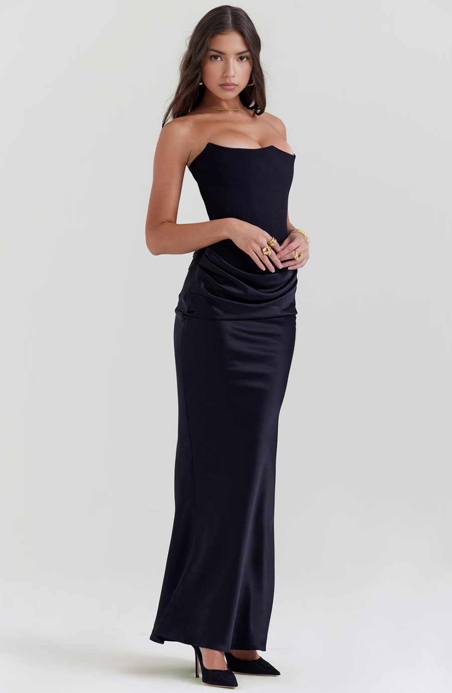 Hera - Elegantes Retro-Einfarbiges Trägerloses Partykleid