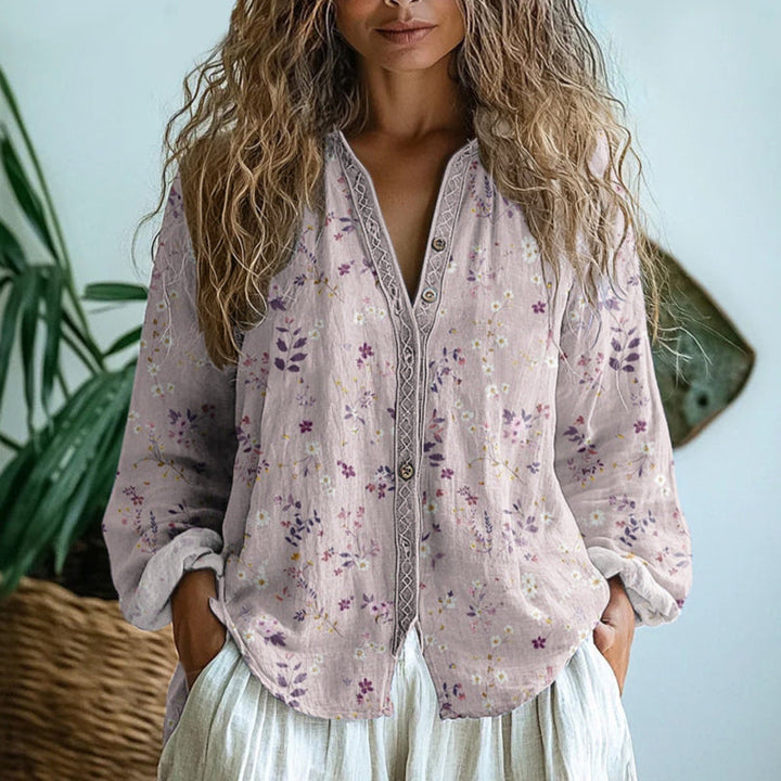 Cara™ - Vintage Blattbluse