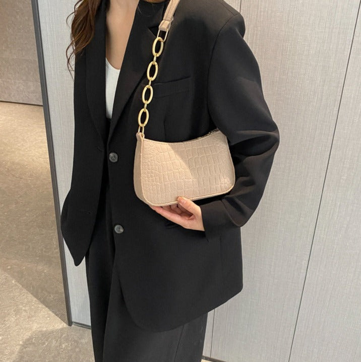 Magnella | Elegante Schultertasche im Krokodil-Präge-Design