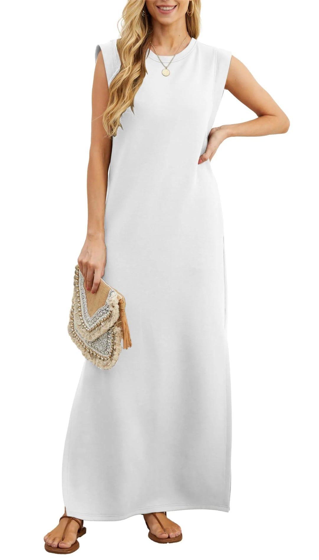 Denise™ - Lässiges, lockeres, aufgespaltenes, knitterfreies Maxikleid