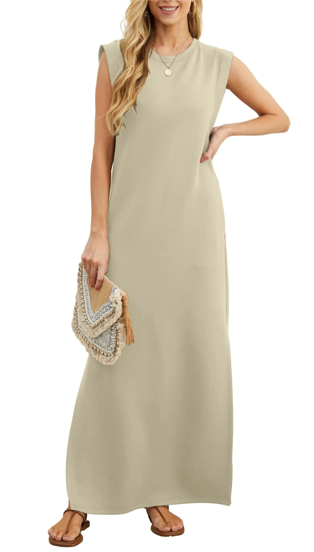 Denise™ - Lässiges, lockeres, aufgespaltenes, knitterfreies Maxikleid