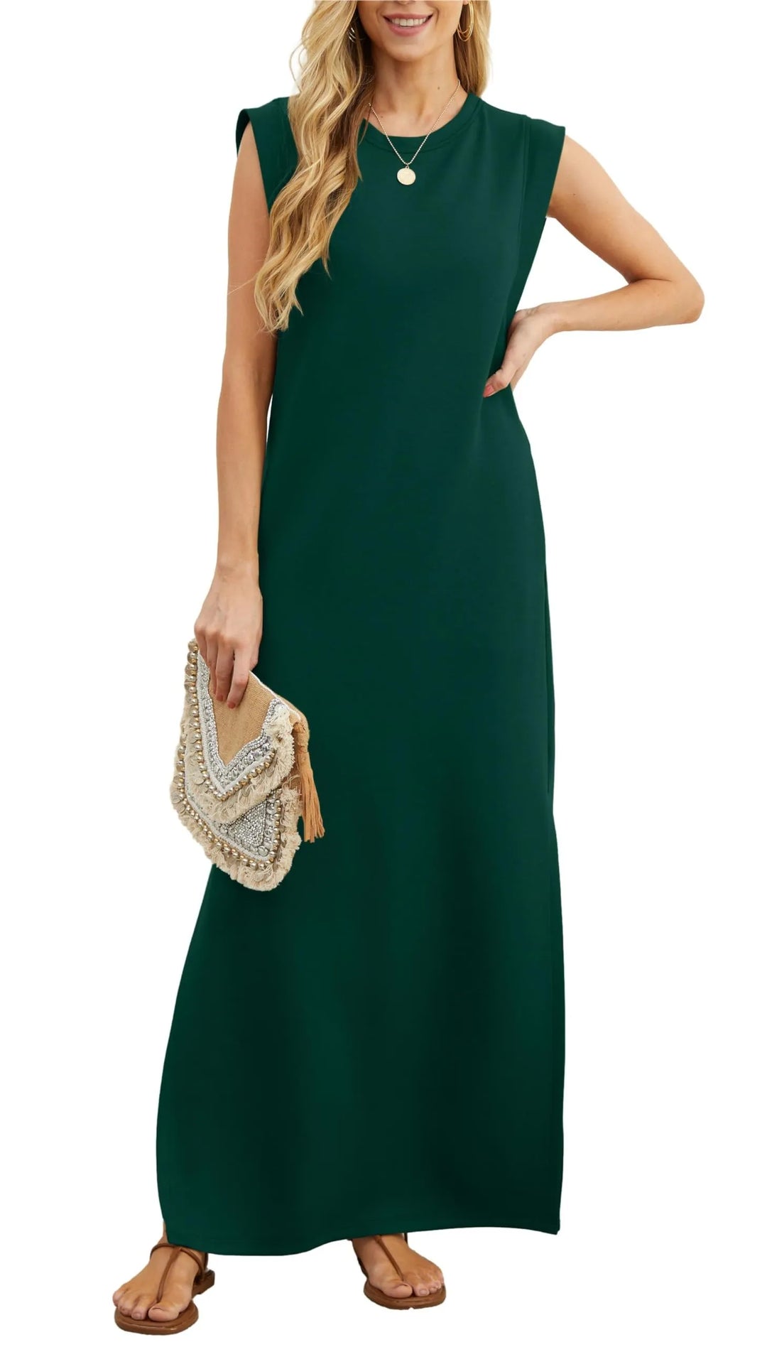 Denise™ - Lässiges, lockeres, aufgespaltenes, knitterfreies Maxikleid