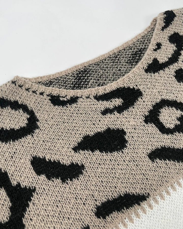 Zoe - Farbblock Leopard Pullover