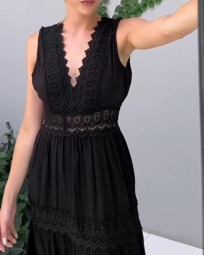 Stella™ - Bequemes V-Ausschnitt Spitzen-Topkleid