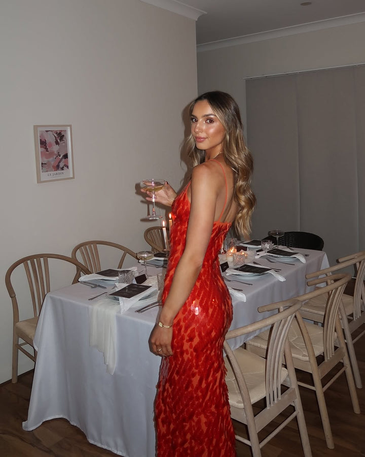 Kalea - Glitzer Pailletten Rückenfreies Trägerkleid