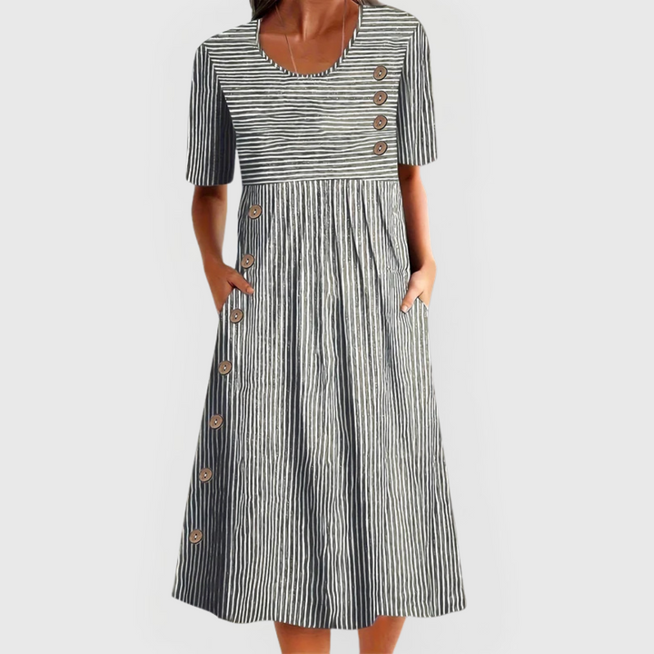 Wanda™ - Gestreiftes Midi-Kleid