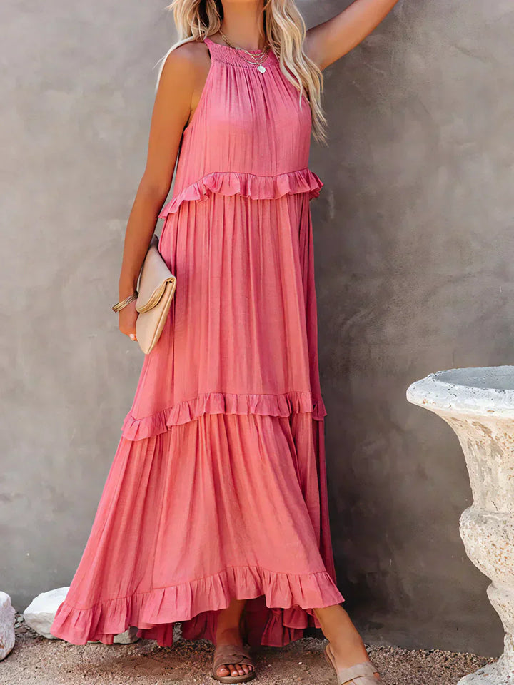Sarah | Halter Rüsch Maxi Kleid (Fast ausverkauft)