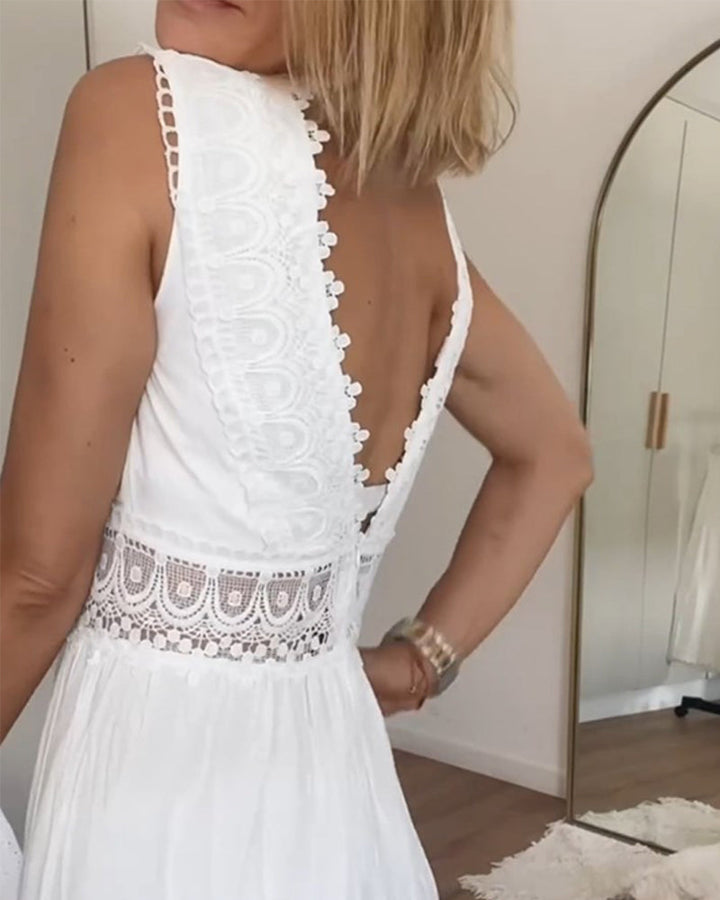 Kim | Spitzen V-Ausschnitt Kleid (Fast ausverkauft)