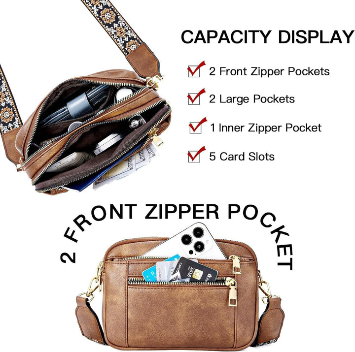 Erikka | Elegante Umhängetasche mit gemustertem verstellbarem Tragegurt