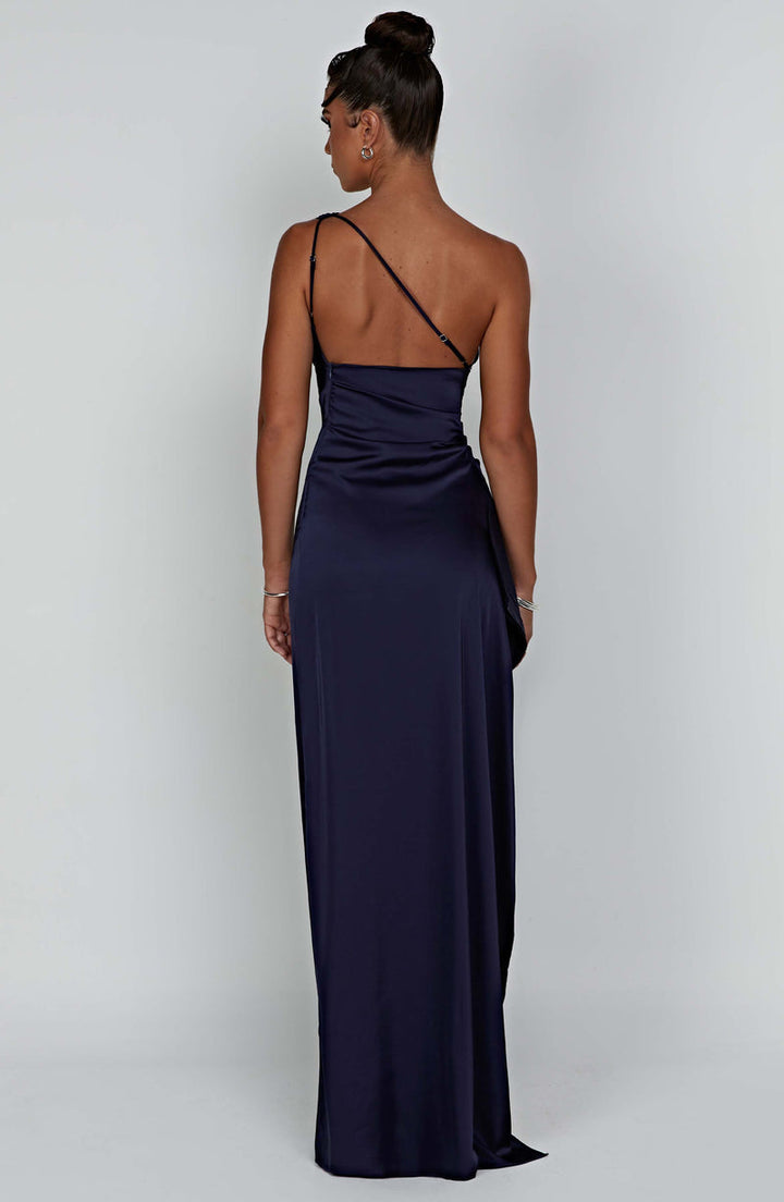 Saoirse - Satin Langes Bodycon Kleid mit einem Schulterträger