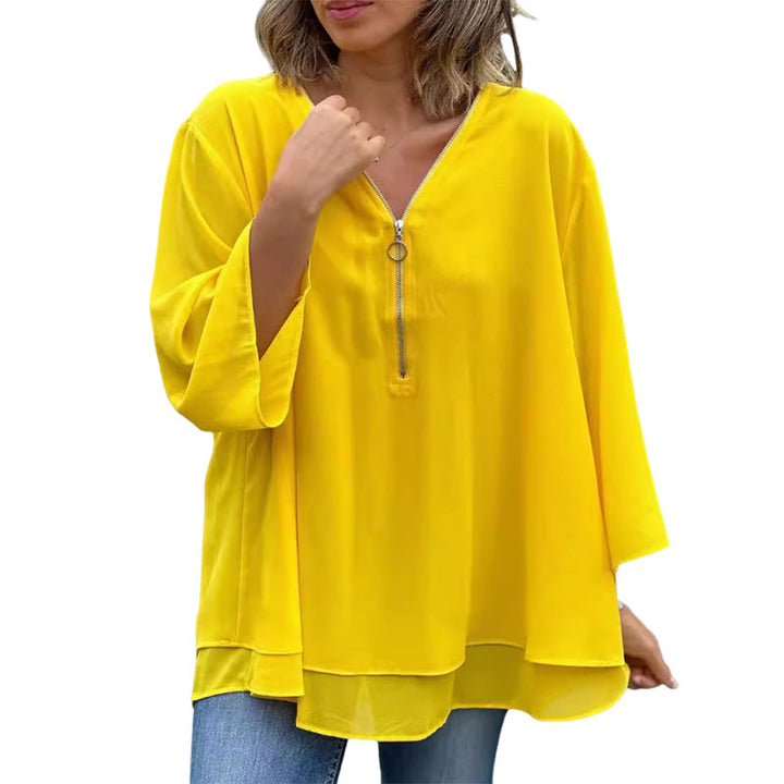 Heidi™ - V-Ausschnitt Fließendes Zipped Top
