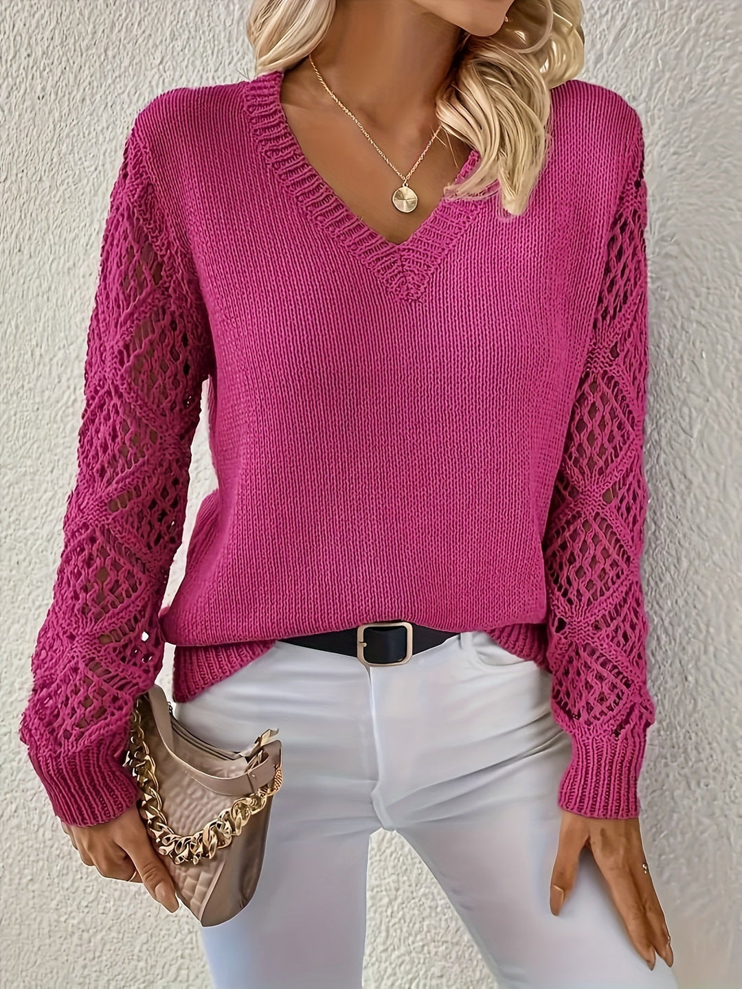 Wendy™ - Stilvoller Langarm-V-Ausschnitt-Pullover