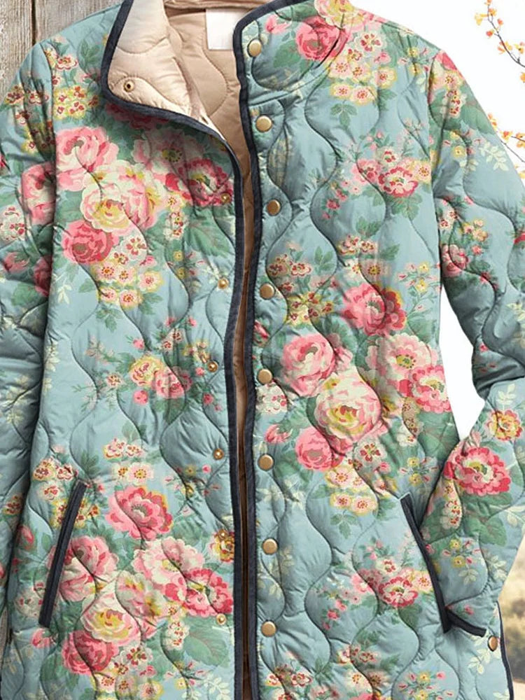 Damenjacke mit schönem Blumenmuster, gesteppt