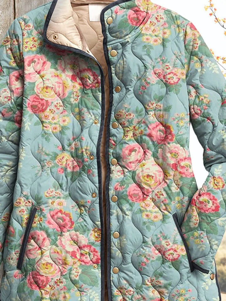 Damenjacke mit schönem Blumenmuster, gesteppt