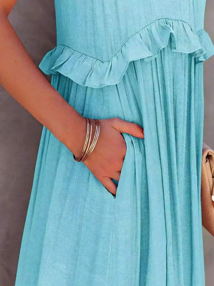Sarah | Halter Rüsch Maxi Kleid (Fast ausverkauft)