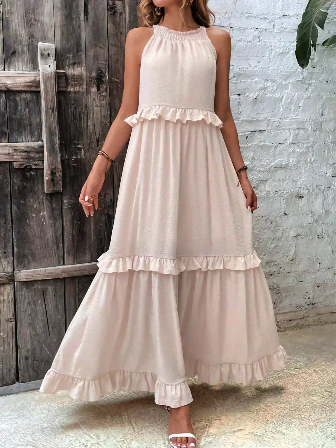 Sarah | Halter Rüsch Maxi Kleid (Fast ausverkauft)