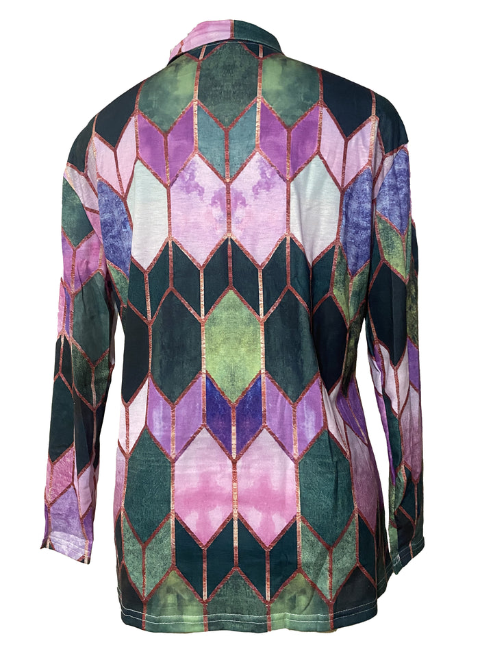 Bianca™ - Buntes Geometrisches Zip-Up Shirt