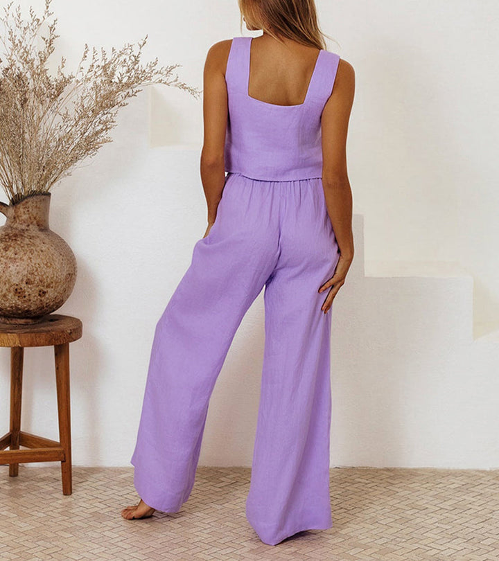 Megan™ - Minimalistisches Top und weite Hose Set