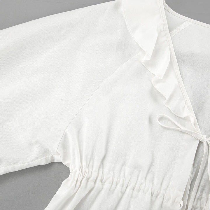 Alexandra™ - Rüschenshirt mit Bindeband & Shorts Set