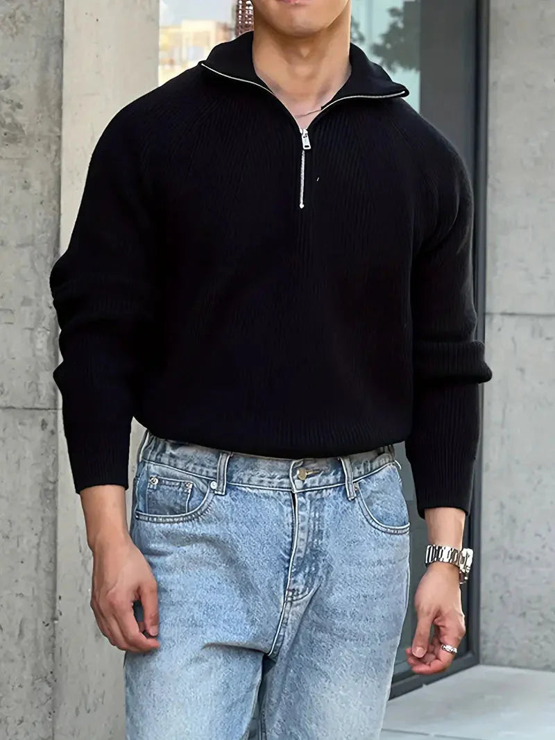 Brit & Boho™️ | Ethan Klassischer Strick-Zipper