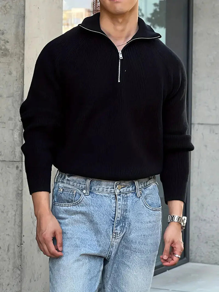 Brit & Boho™️ | Ethan Klassischer Strick-Zipper