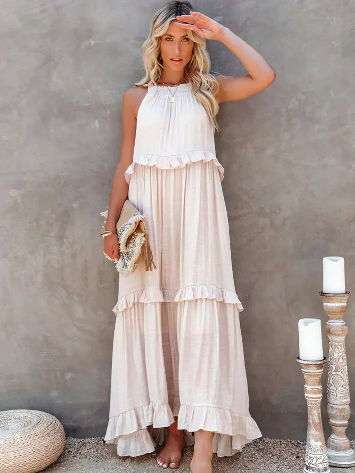 Sarah | Halter Rüsch Maxi Kleid (Fast ausverkauft)