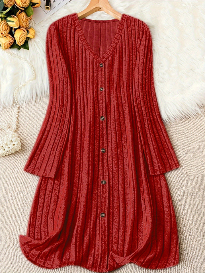 Madelyn™ - Zeitloses Plus-Size Rippknopfkleid